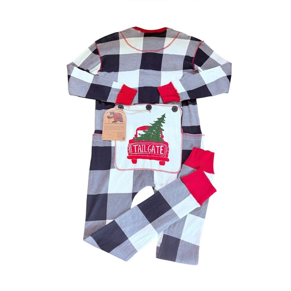 Lazy One Tailgate Adult Pajamas Flapjack Holiday Plaid Unisex Size Medium NEW